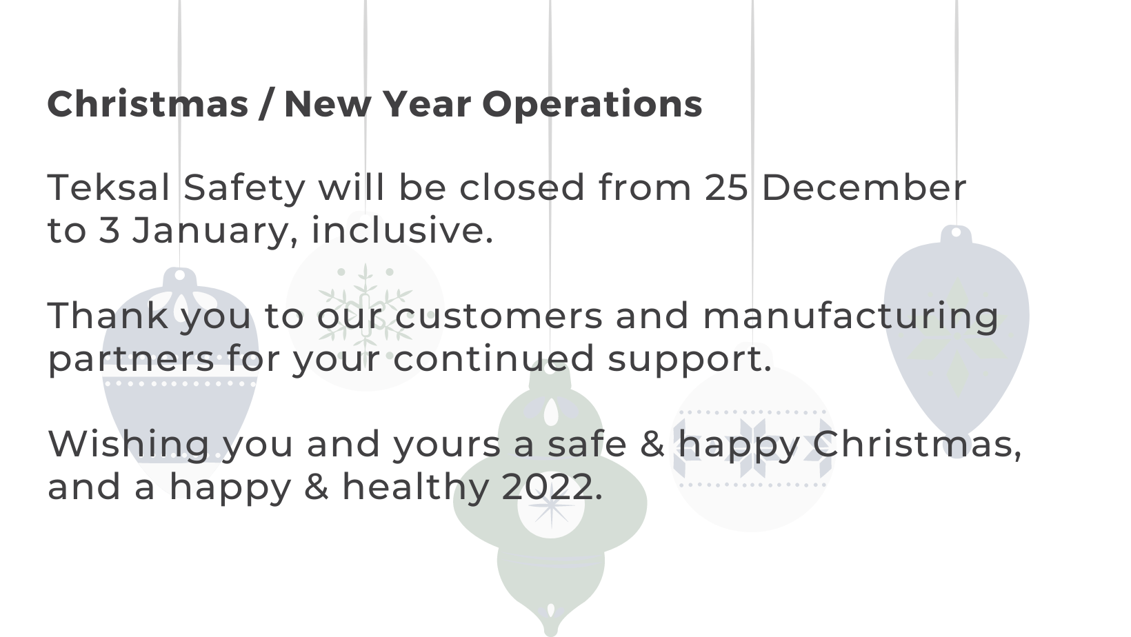 Happy Christmas from Teksal Safety